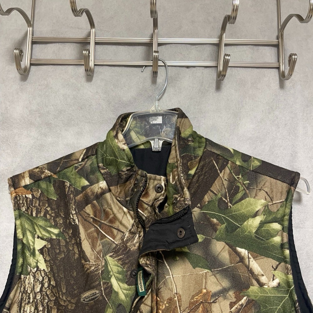 VTG Remington Vest Men L Green Camo‎ Realtree Full Zip Reversible Black Outdoor
